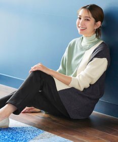 Tiaclasse 【洗える】配色ニットチュニック