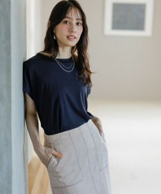 ANY SIS 【接触冷感・UVカット・洗える】ハイストレッチスムースフレンチスリーブ カットソー