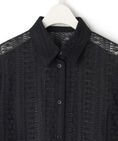 ICB 【洗える】 ストライプラッセルレース シャツ