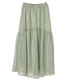 YECCA VECCA 箔プリントシアーギャザースカート