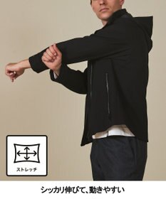 GOTAIRIKU 仕事で着られる【シワになりにくい/洗える/ストレッチ/吸水速乾】バブルテック フーデッドブルゾン