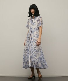 GRACE CONTINENTAL フラワープリントシャツフレアワンピース