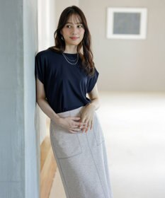 ANY SIS S 【接触冷感・UVカット・洗える】ハイストレッチスムースフレンチスリーブ カットソー