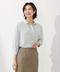 J.PRESS LADIES 【イージーケア】STRIPE JERSEY シャツ衿 カットソー