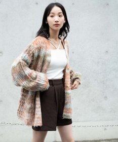 WEGO マルチボーダーブラッシュニットカーデ