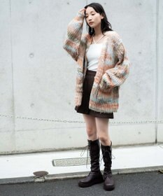 WEGO マルチボーダーブラッシュニットカーデ