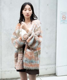 WEGO マルチボーダーブラッシュニットカーデ