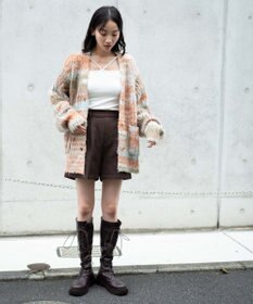 WEGO マルチボーダーブラッシュニットカーデ