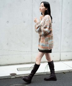 WEGO マルチボーダーブラッシュニットカーデ