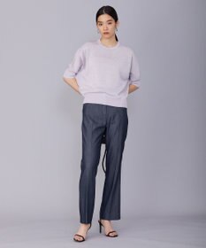 ICB L 【洗える】リアクティブソフトデニム　セミフレアパンツ