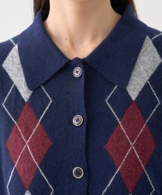 earth music&ecology 【予約】襟付きアーガイルニットカーディガン