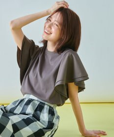 ANY 【シワになりにくい】ダブルフレアスリーブカットソー