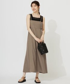 ANY SIS 【洗える】シアーコンビスクエアネック タンクトップ