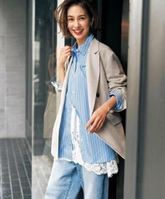 UNFILO 【セットアップ着用可】TENNEN TOUCH ダブルブレスト ジャケット ベージュ