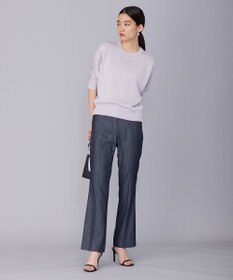 ICB L 【洗える】リアクティブソフトデニム　セミフレアパンツ