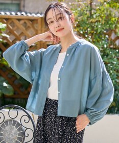 ANY シアーテックリネンギャザーブラウス