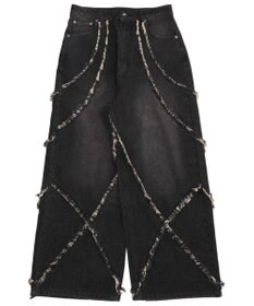 WEGO 【ユニセックス着用ITEM】フリンジデニムパンツ