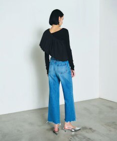 GRACE CONTINENTAL タフタケープ付ニットトップ