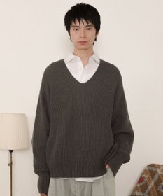 WEGO エルボーパッチVネックプルオーバー