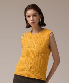 GRACE CONTINENTAL パッチワークニットトップ