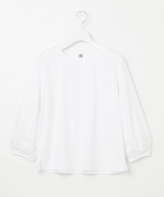 J.PRESS LADIES L コンビジャージー ギャザースリーブ カットソー