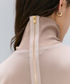 BEIGE， 【洗える】FLEUR / ニットコンビハイネックノースリーブドレス