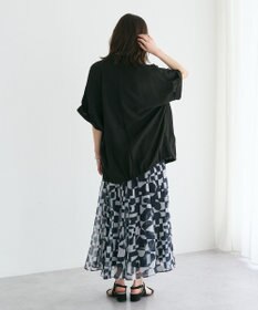 YECCA VECCA アート柄シアーロングスカート