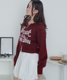 WEGO フラッフィーグラフィックジャガードニットZIPパーカー