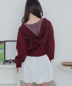 WEGO フラッフィーグラフィックジャガードニットZIPパーカー