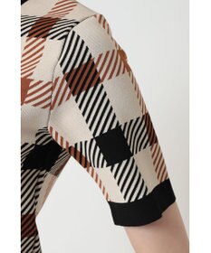 DAKS ビッグハウスチェックショート丈ジャカードニット