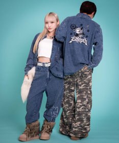 WEGO 【ユニセックス着用ITEM/MLサイズ展開】グラフィックデニムシャツ（LS）