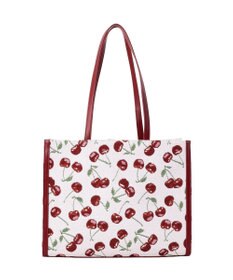 Maison de FLEUR チェリー柄ゴブランスクエアトートバッグ