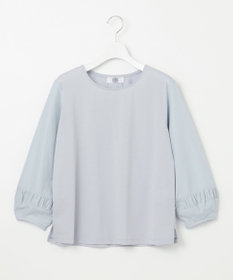 J.PRESS LADIES L コンビジャージー ギャザースリーブ カットソー