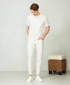 JOSEPH ABBOUD 【清涼感/吸水速乾】リネンハニカムボーダーＴシャツ