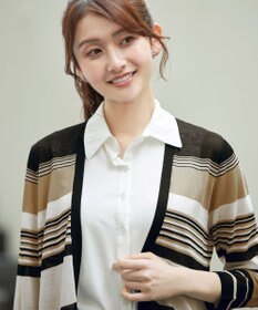 Tiaclasse マルチボーダーカーディガン