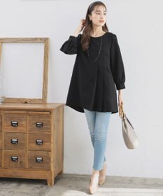 Tiaclasse L 【洗える】アシンメトリ―タックチュニック