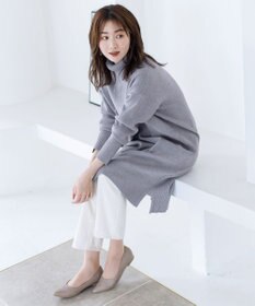 Tiaclasse 【洗える】華のあるニットタートルワンピース