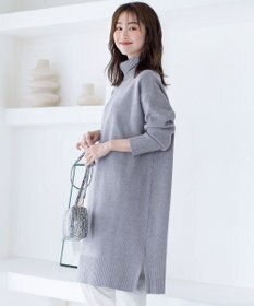 Tiaclasse 【洗える】華のあるニットタートルワンピース