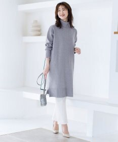 Tiaclasse 【洗える】華のあるニットタートルワンピース