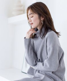 Tiaclasse 【洗える】華のあるニットタートルワンピース