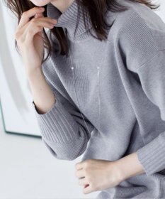 Tiaclasse 【洗える】華のあるニットタートルワンピース