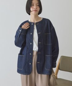 AMERICAN HOLIC ノーカラーデニムカバーオール