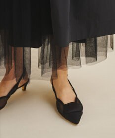 GRACE CONTINENTAL ブラックタフタオーバースカート