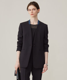 ICB 【洗える】トリプルクロスツイル ノーカラージャケット