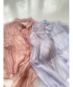 Feroux 【洗える】シャーリングシアー シャツ