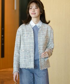 23区 GIOLICAツイード ジャケット アイボリーミックス