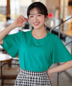 Tiaclasse 【おのののかさん着用】「サマケア」キーネックフレアスリーブトップス