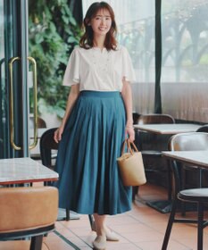 Tiaclasse 【おのののかさん着用】「サマケア」キーネックフレアスリーブトップス