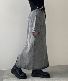WEGO サークルカットレイヤードデニムロングスカート