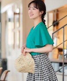 Tiaclasse 【おのののかさん着用】「サマケア」キーネックフレアスリーブトップス